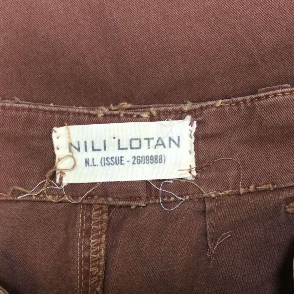 Nili Lotan Womens Jenna Crop Twill Pants Mid-Rise Straight Leg Brown Size 28 - Picture 10 of 11